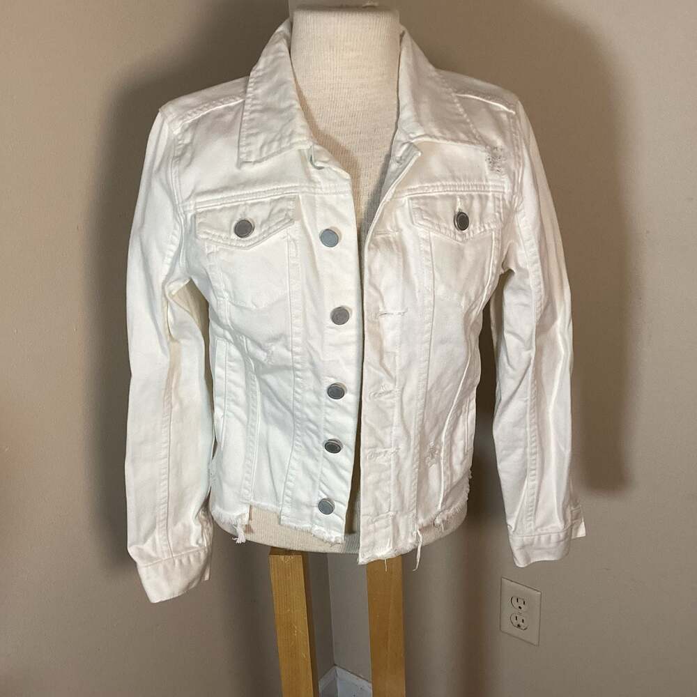 BLANKNYC White Distressed Denim Jacket Size S